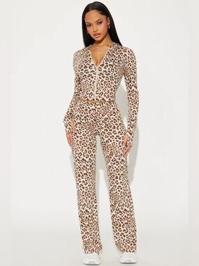 FASHION NOVA•On The Prowl Pant Set - Brown/combo